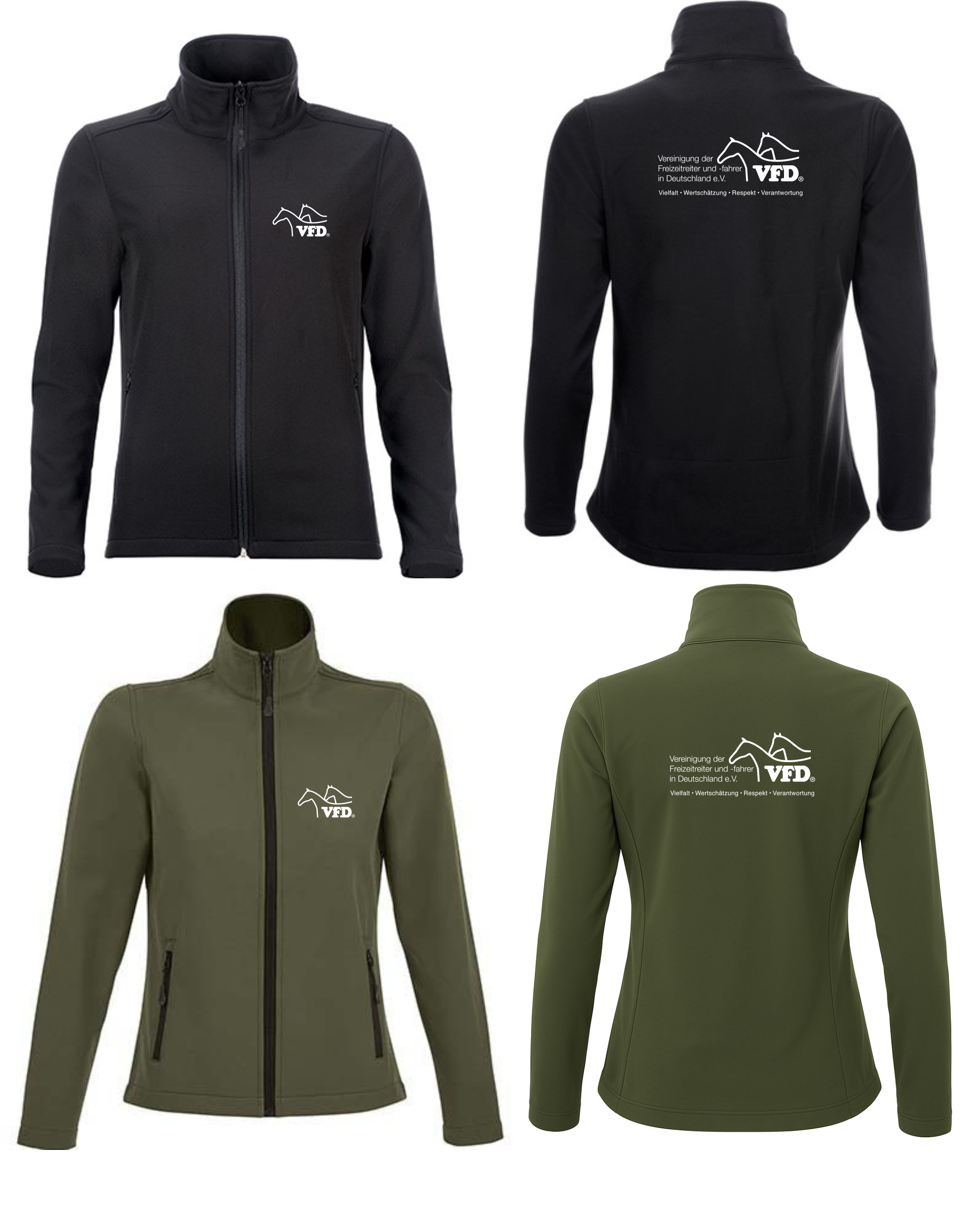 VFD Shop Women Softshell Zip Jacke Race bedruckt mit VFD Logo 838L-los