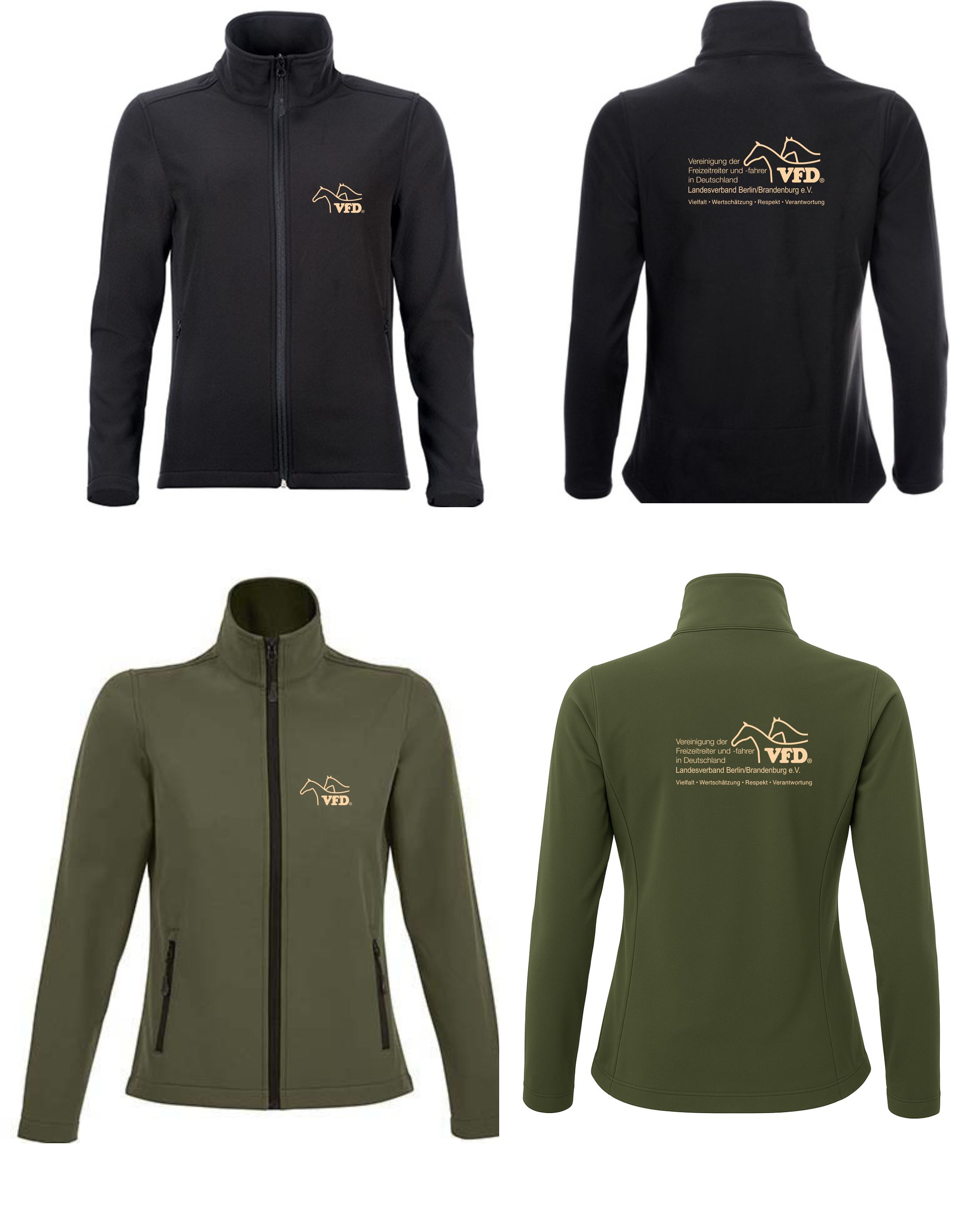 VFD e.V. LV BB Frauen Softshell Zip Jacke Race bedruckt mit Logo 838L-los