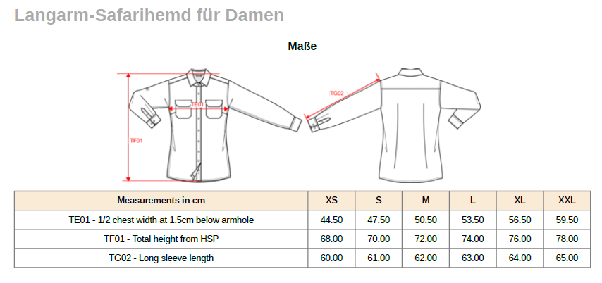 VFD e.V. BV Hessen Süd Safari Langarmhemd für Frauen mit Logodruck 591K/TT