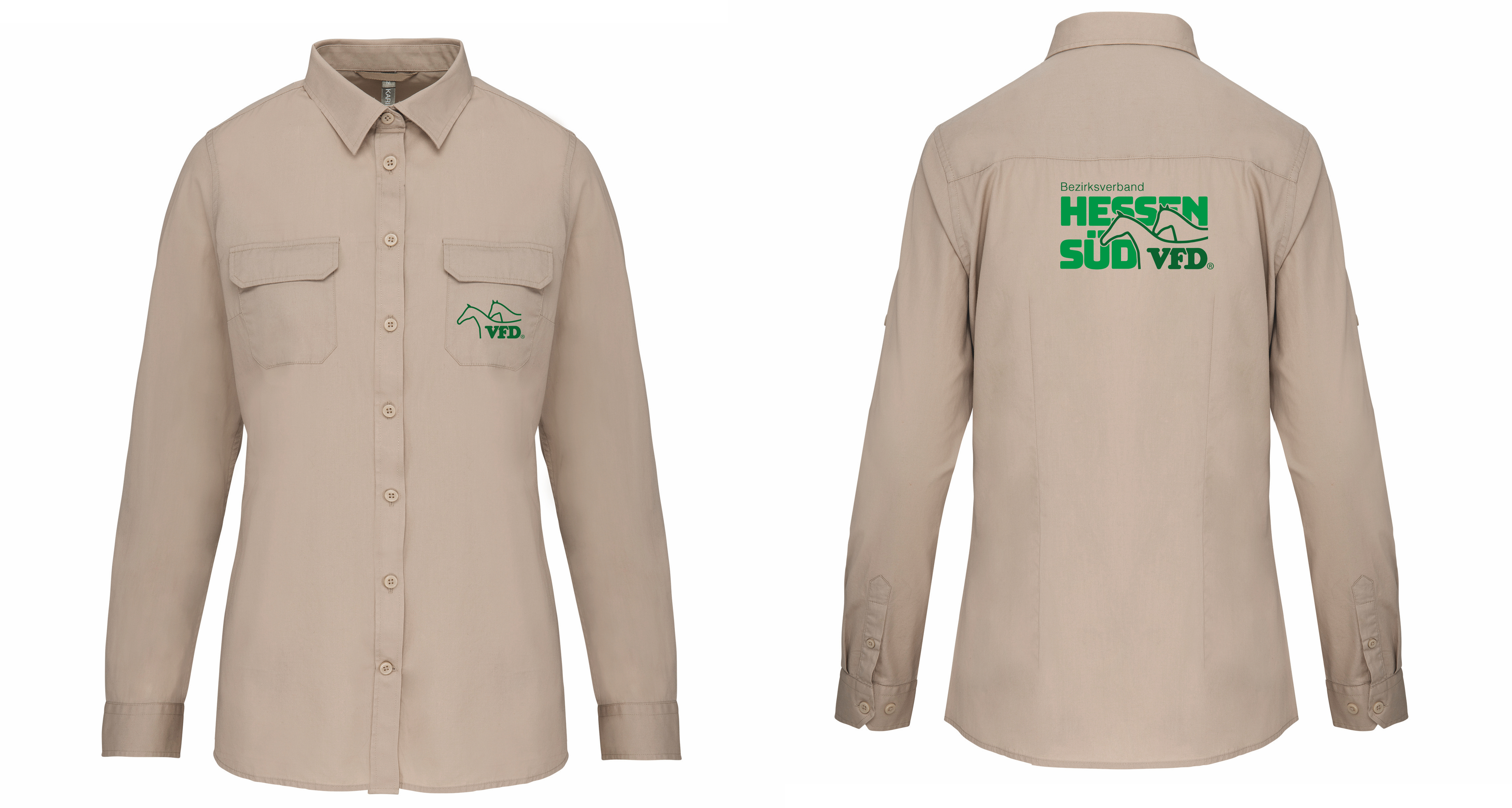 VFD e.V. BV Hessen Süd Safari Langarmhemd für Frauen mit Logodruck 591K/TT