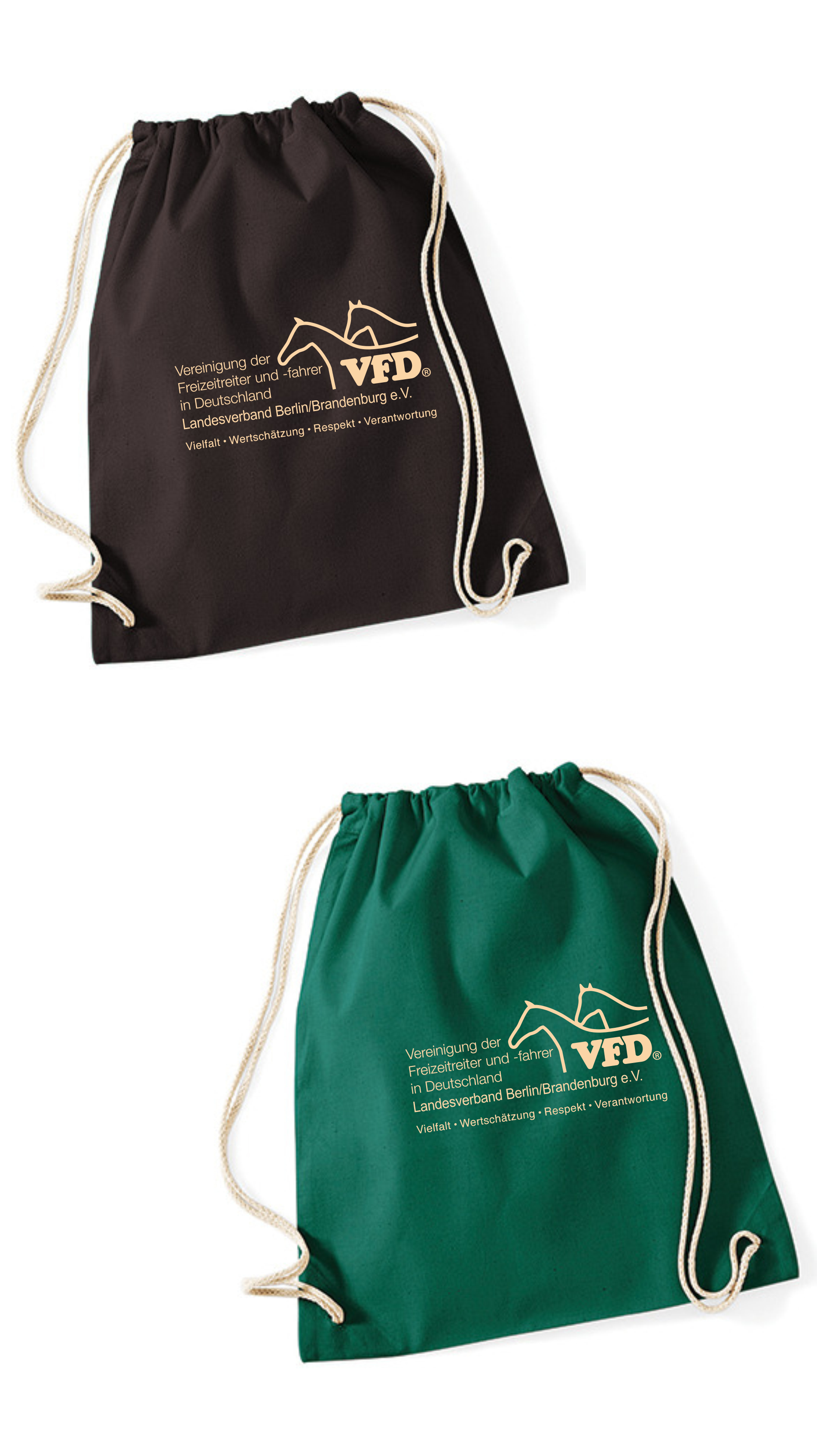 VFD e.V. LV BB Shop  Rucksackbeutel bedruckt mit Logo 110WM