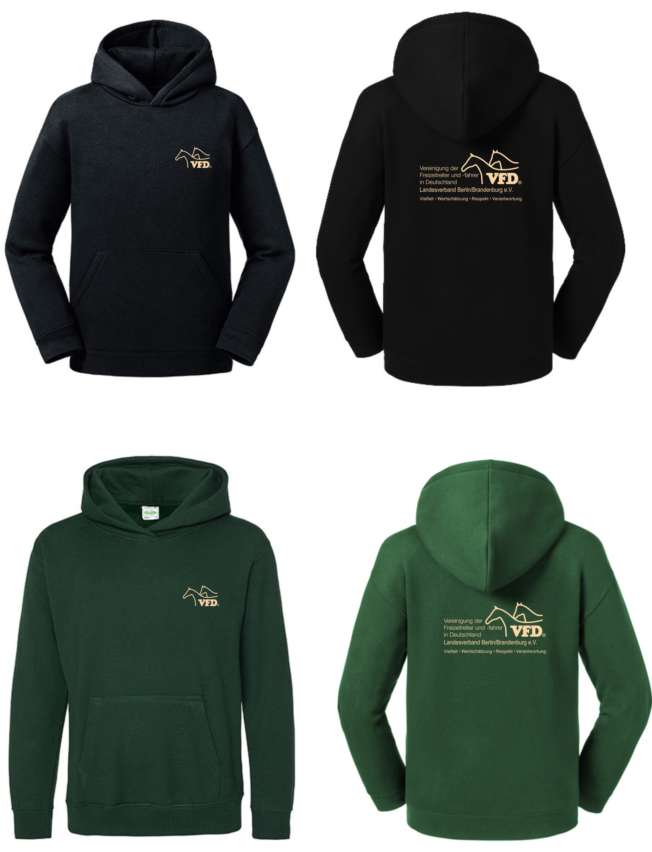 VFD e.V. LV BB Shop - Kinder Kids Jacke Hoody bedruckt auf Brust + Rücken JH001K