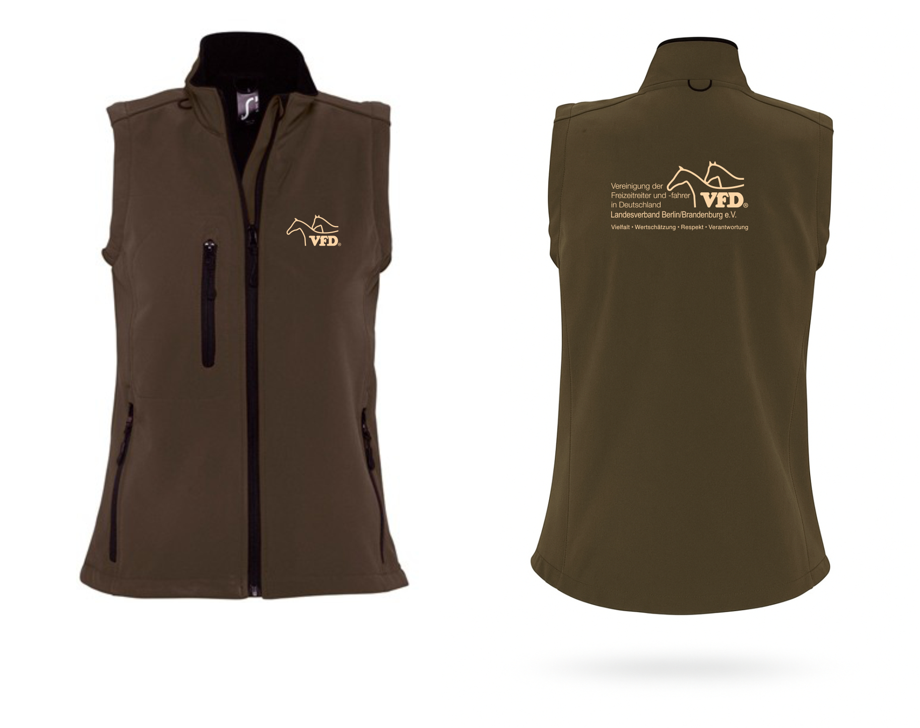 VFD e.V. LV BB Shop Frauen Softshell Weste bedruckt mit Logo 847L-LOS