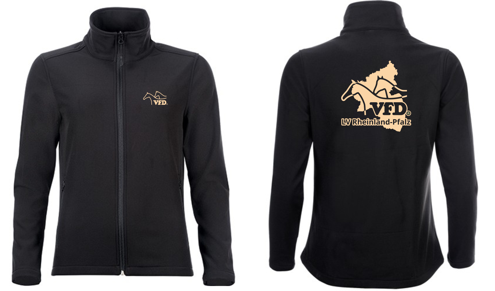 VFD e.V. LV RLP Frauen Softshell Zip Jacke Race bedruckt mit Logo 838L-los