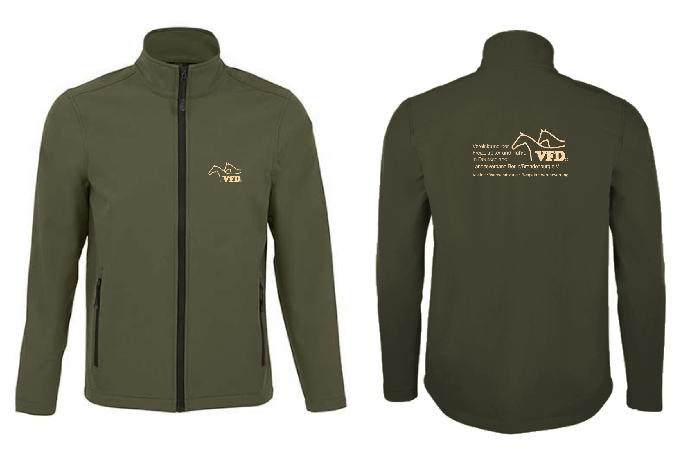 VFD e.V. LV BB Shop Herren Softshell Zip Jacke Race bedruckt mit Logo 837L-los