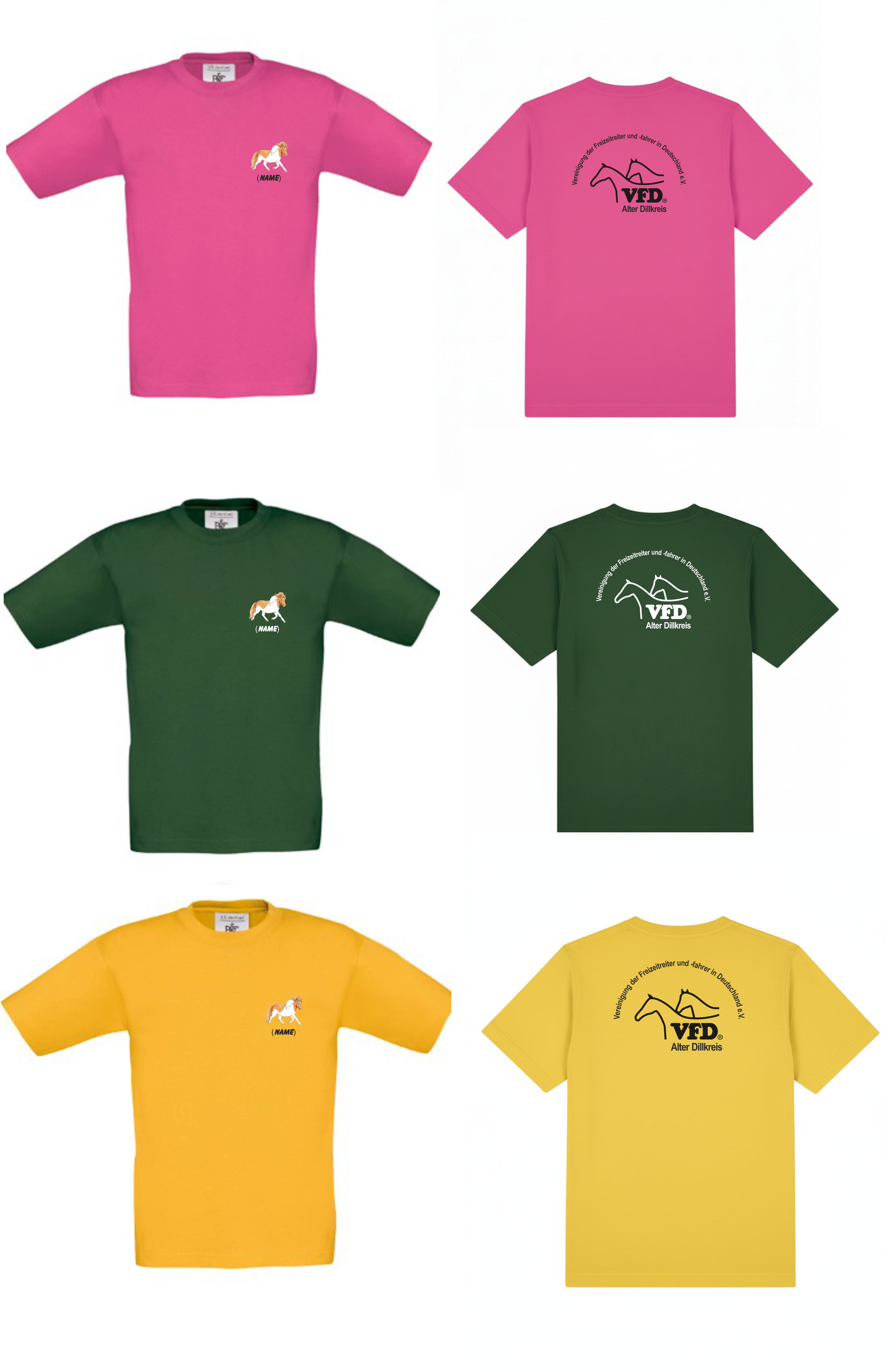 VFD Alter Dillkreis Kinder T-Shirt Kids Shirt bedruckt auf Brust (nach Wunsch mit Namen) + Logo auf Rücken BCTK300