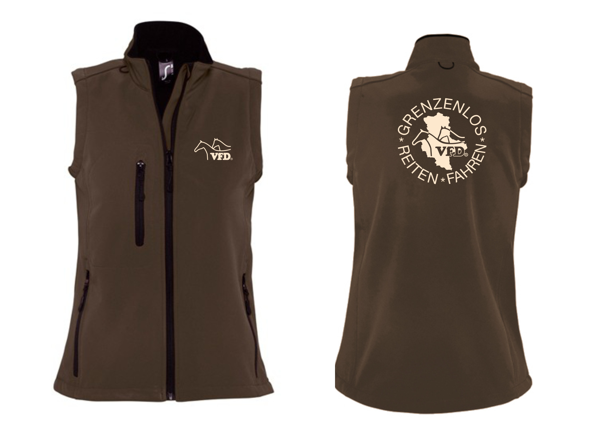 VFD e.V. RLP Shop Frauen Softshell Weste bedruckt mit Logo 847L-LOS