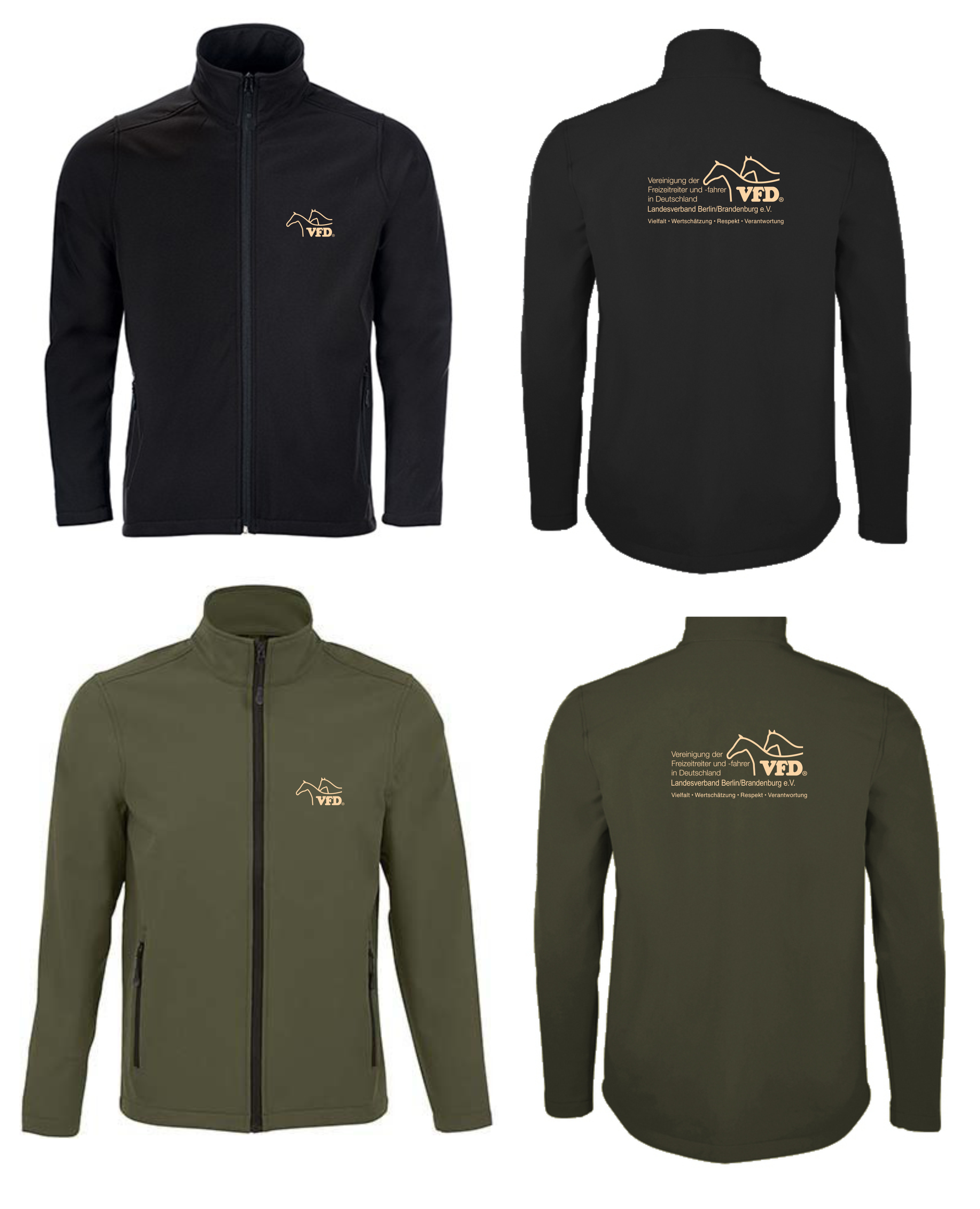 VFD e.V. LV BB Shop Herren Softshell Zip Jacke Race bedruckt mit Logo 837L-los