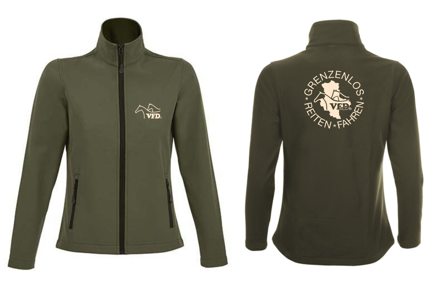 VFD e.V. Sachsen-Anhalt Frauen Softshell Zip Jacke Race bedruckt mit Logo 838L-los