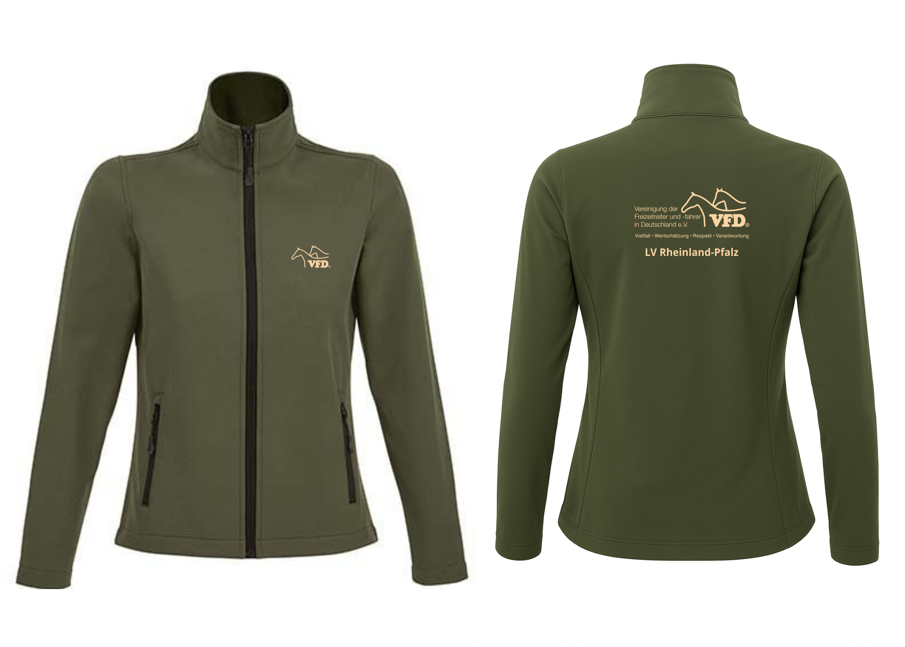 VFD e.V. LV RLP Frauen Softshell Zip Jacke Race bedruckt mit Logo 838L-los
