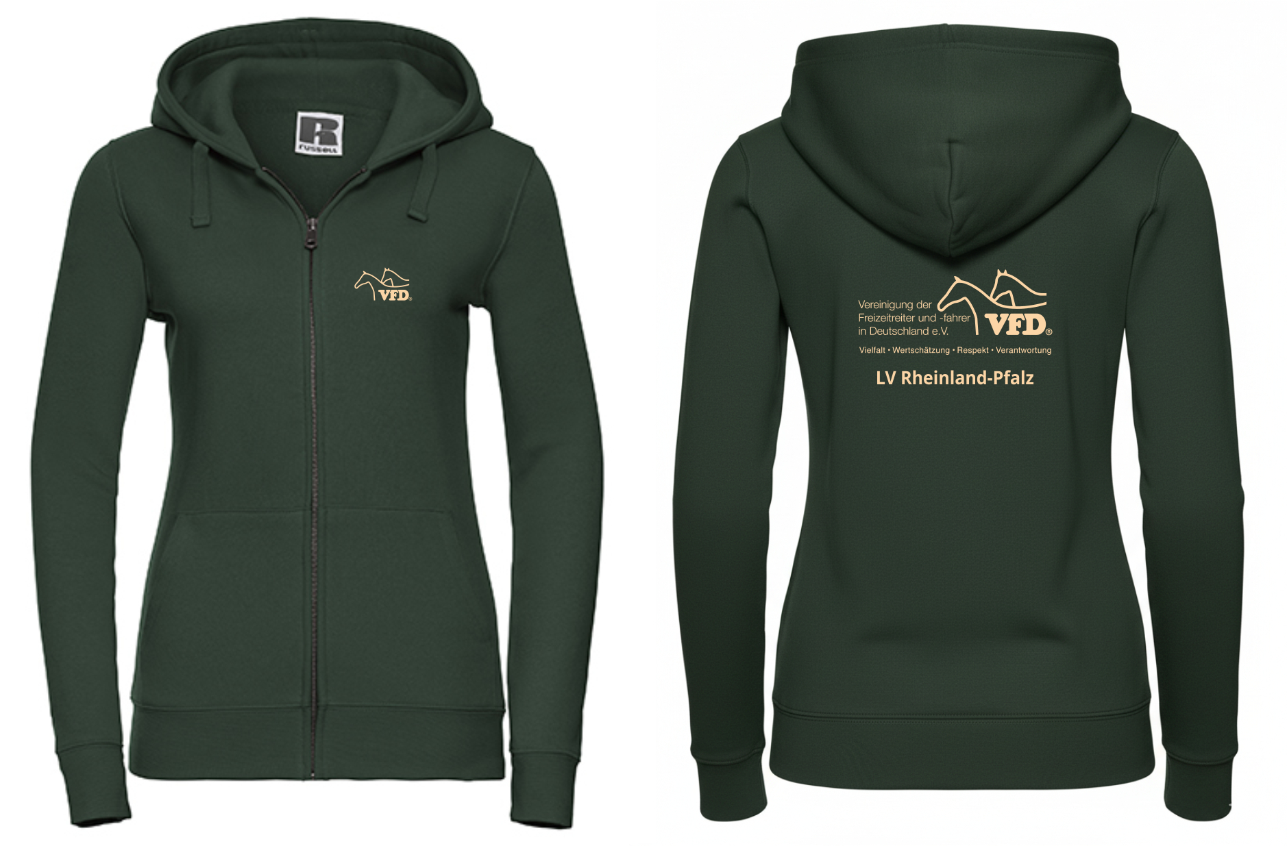 VFD e.V. RLP Shop - Women Jacke ZIP Hoody bedruckt mit einer Variante vom Logo Z266F