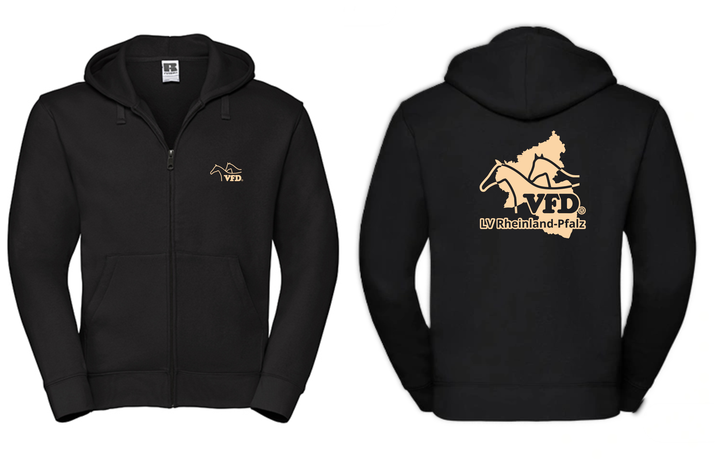 VFD e.V.  LV RLP Shop - Herren Jacke Zip Hoody bedruckt mit einer Variante vom Logo Z266