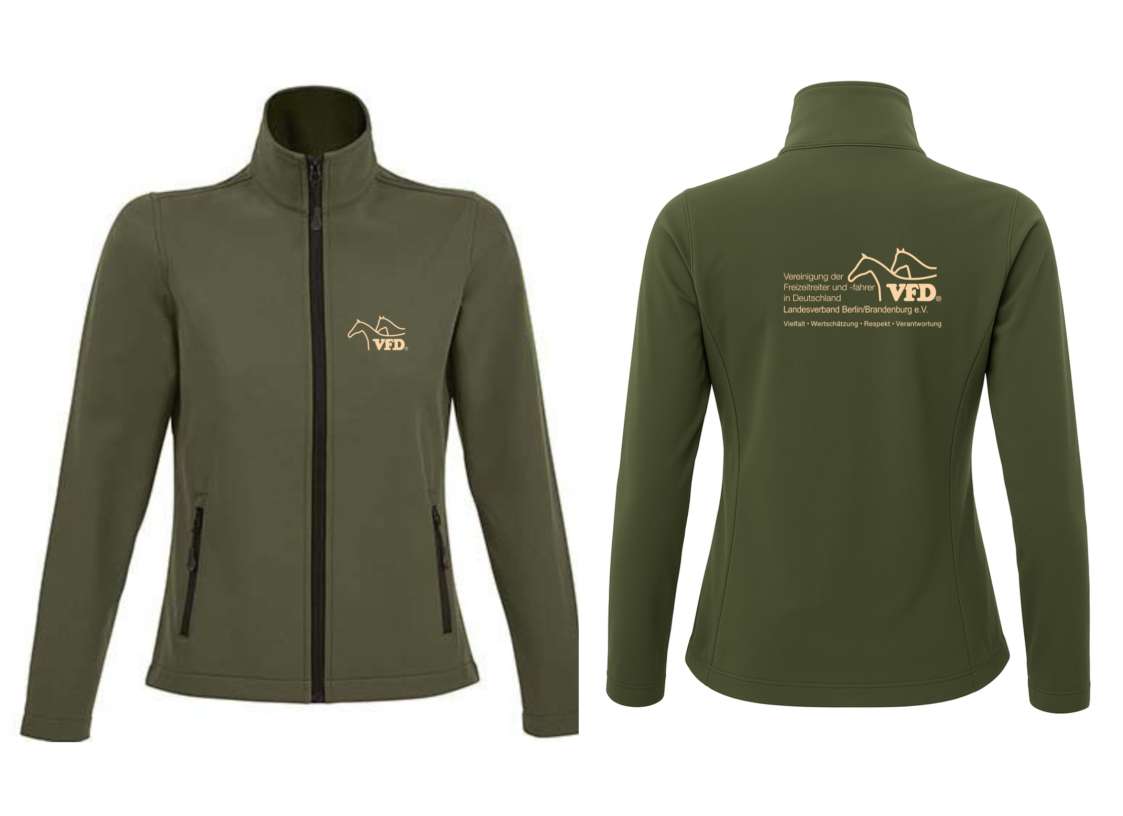 VFD e.V. LV BB Frauen Softshell Zip Jacke Race bedruckt mit Logo 838L-los