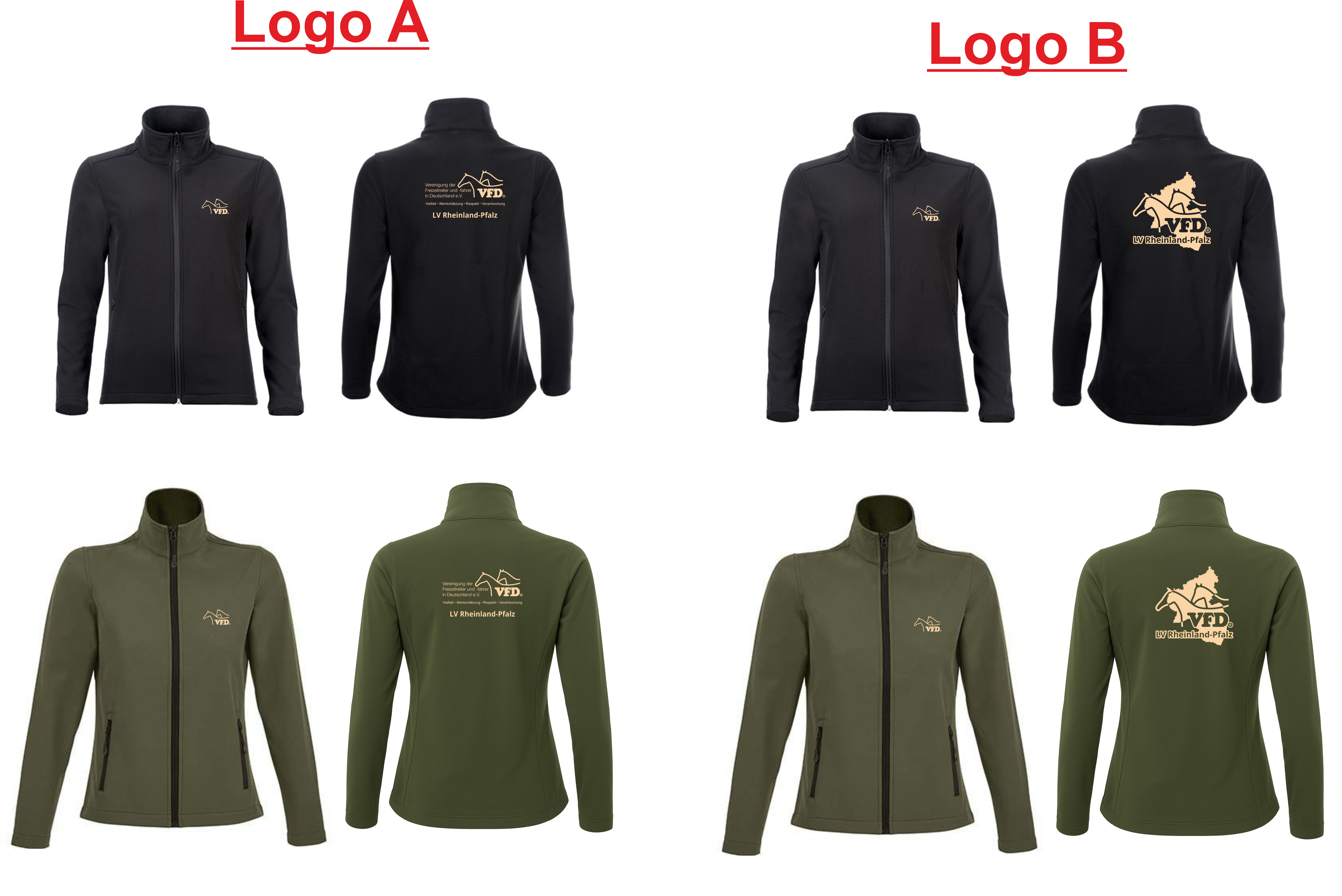 VFD e.V. LV RLP Frauen Softshell Zip Jacke Race bedruckt mit Logo 838L-los