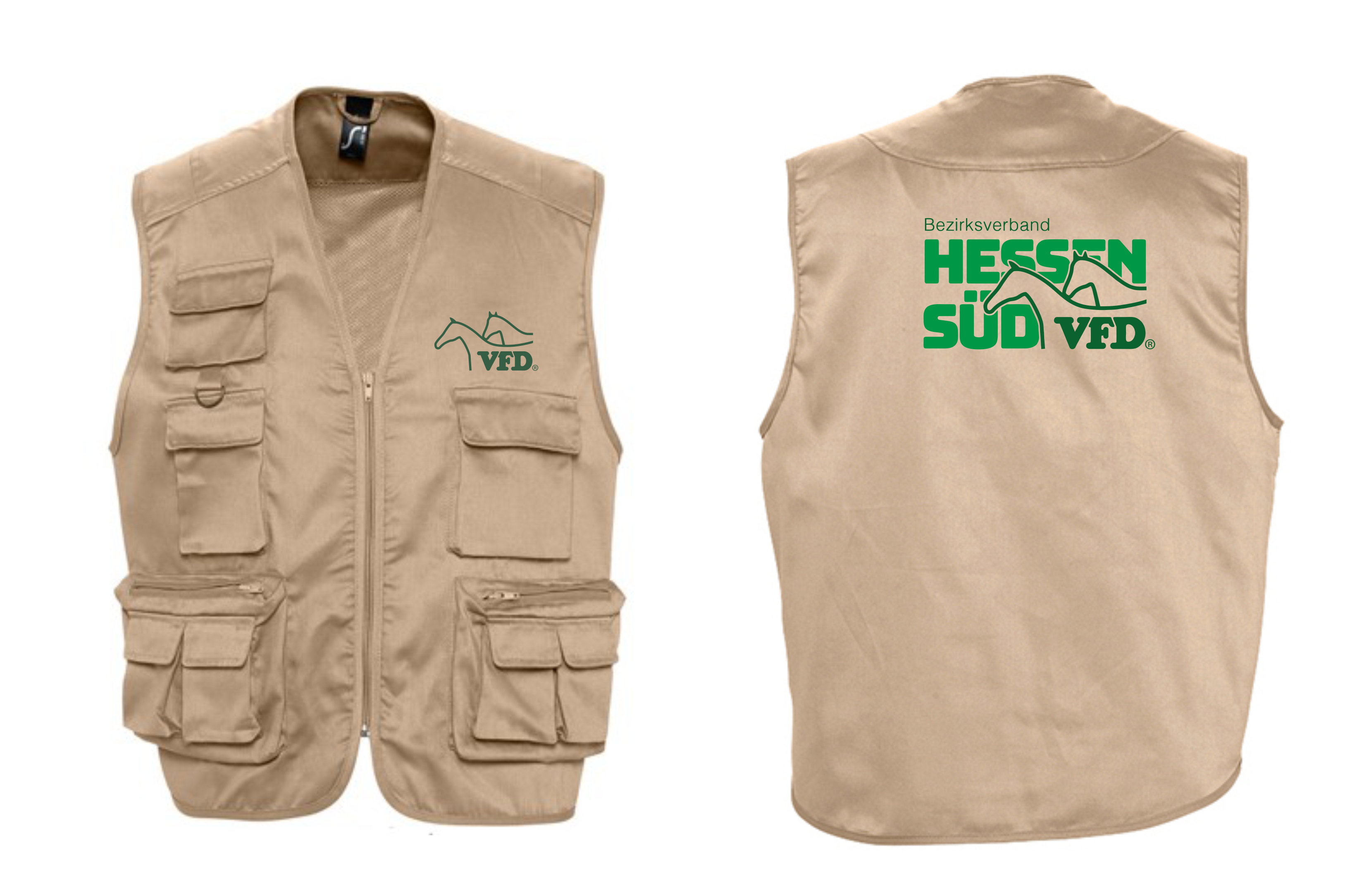 VFD e.V. BV Hessen Süd Wanderreiter Weste mit vielen Taschen Unisex bedruckt mit Logo 836L-LOS