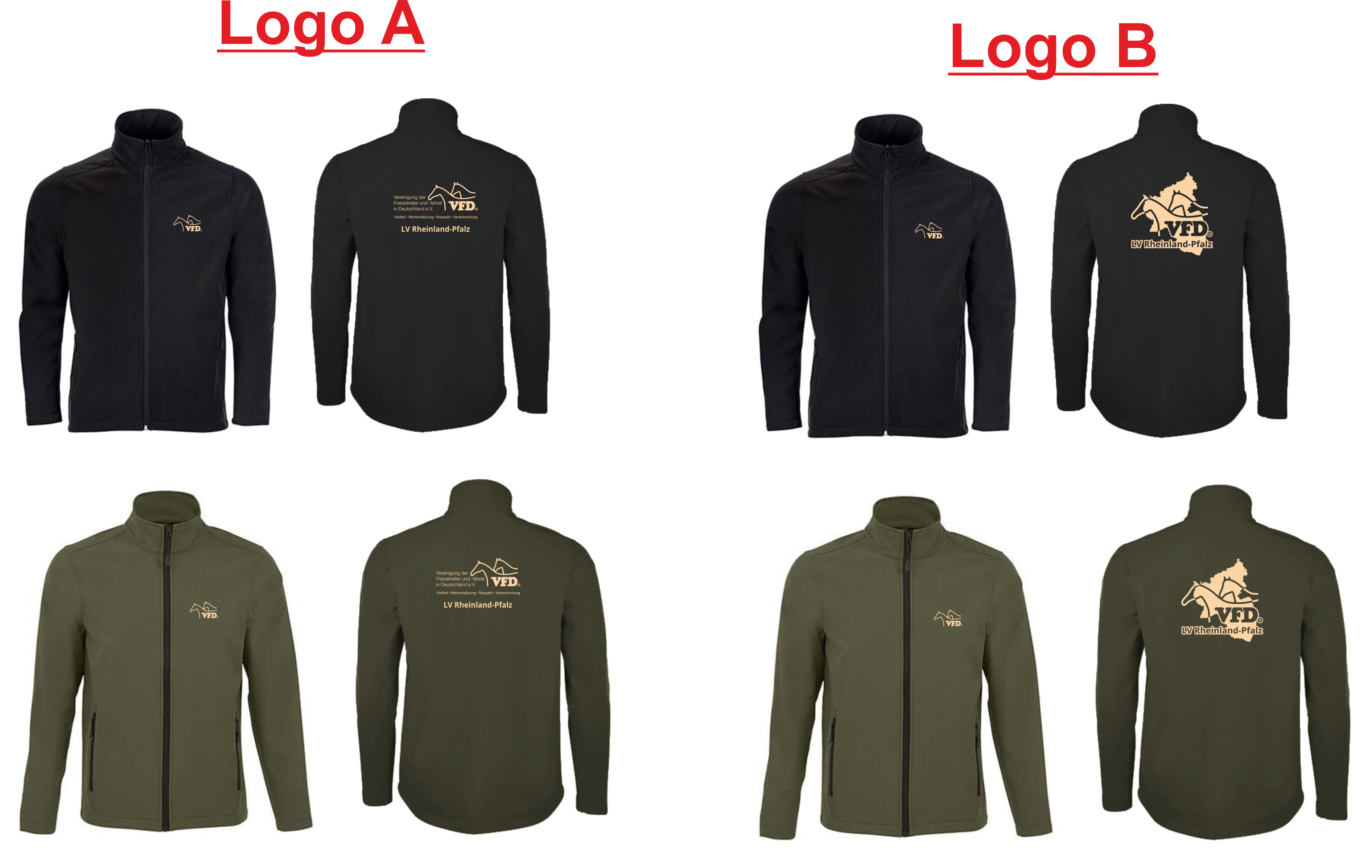 VFD e.V. LV RLP Shop Herren Softshell Zip Jacke Race bedruckt mit Logo 837L-los