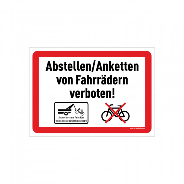 "Fahrräder abstellen verboten" Schild